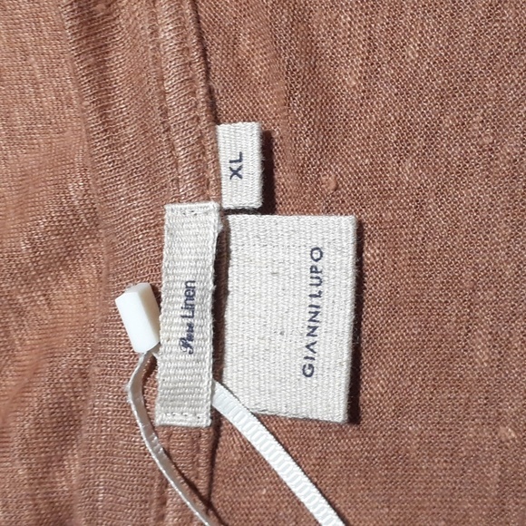 Gianni Lupo Men's Basic Linen T-Shirt GL087Q Mattone (Brick) Size XL - Picture 3 of 6